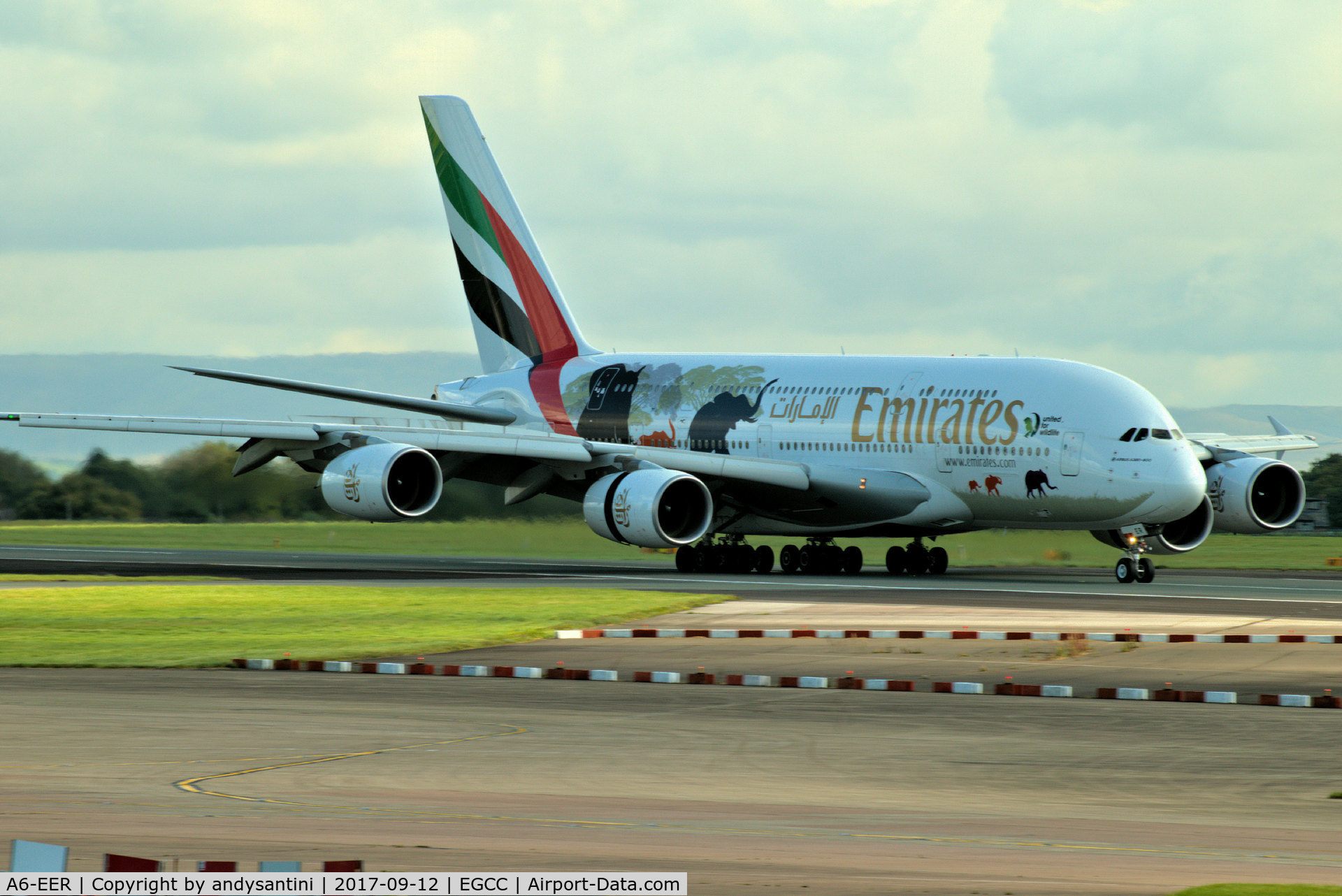 A6-EER, 2013 Airbus A380-861 C/N 139, just landed on runway [23R] @ man egcc uk.