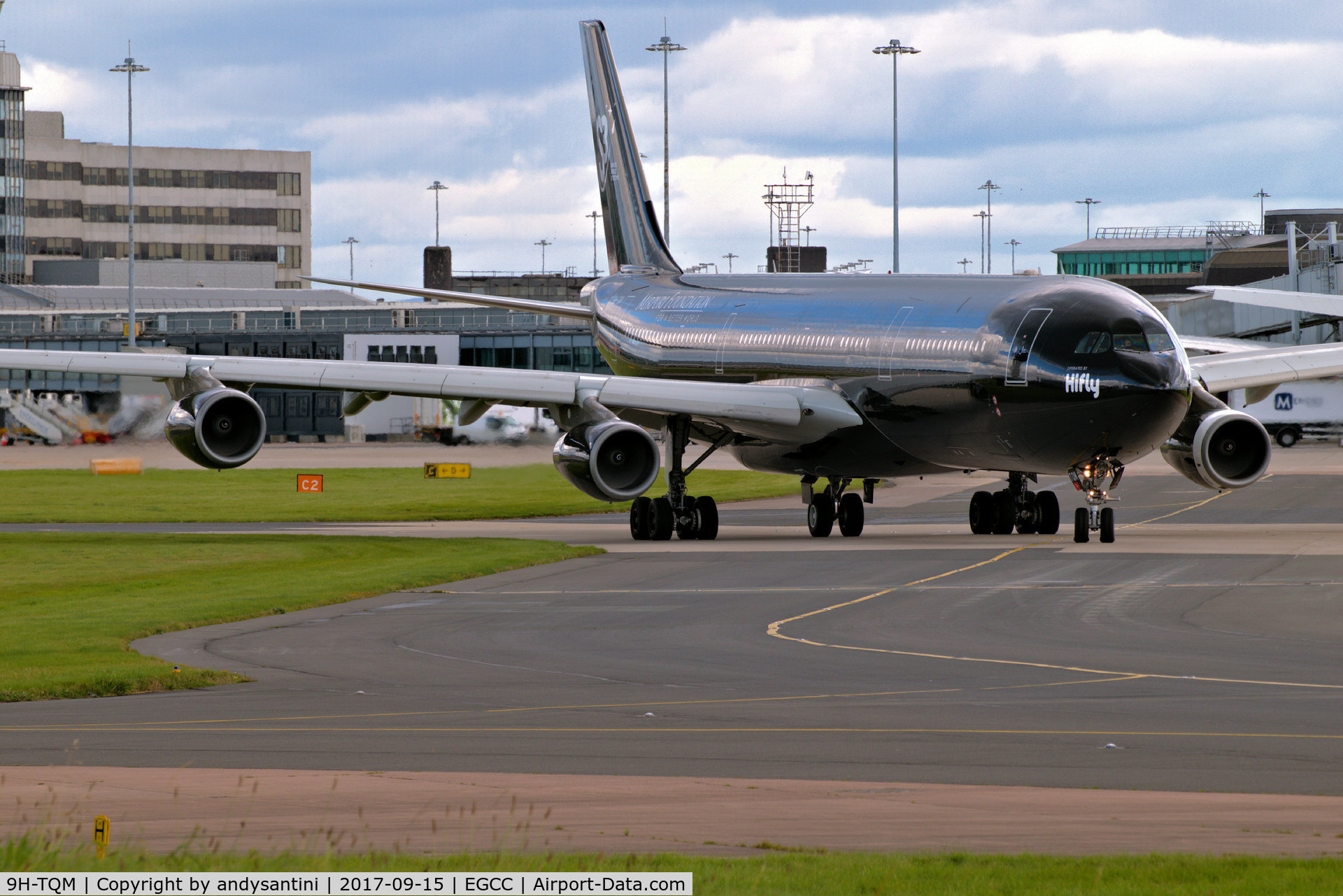 9H-TQM, 1995 Airbus A340-313 C/N 117, taxing out for take off @ egcc uk.