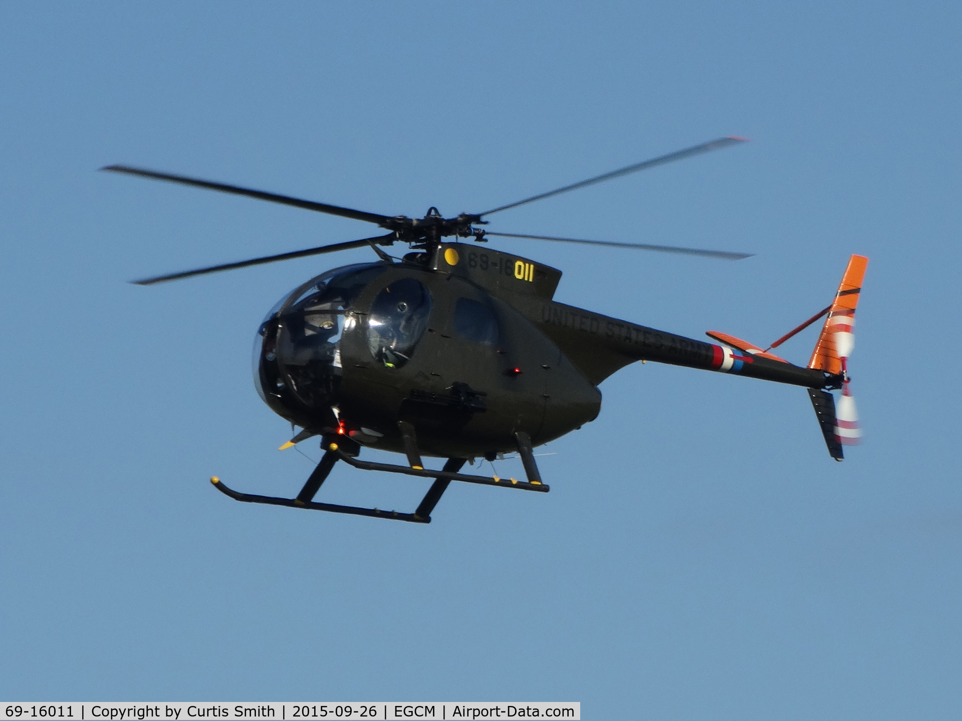 69-16011, 1969 Hughes OH-6A Cayuse C/N 1381, USAF Hughes OH-6A seen at RAF Church Fenton, Leeds.