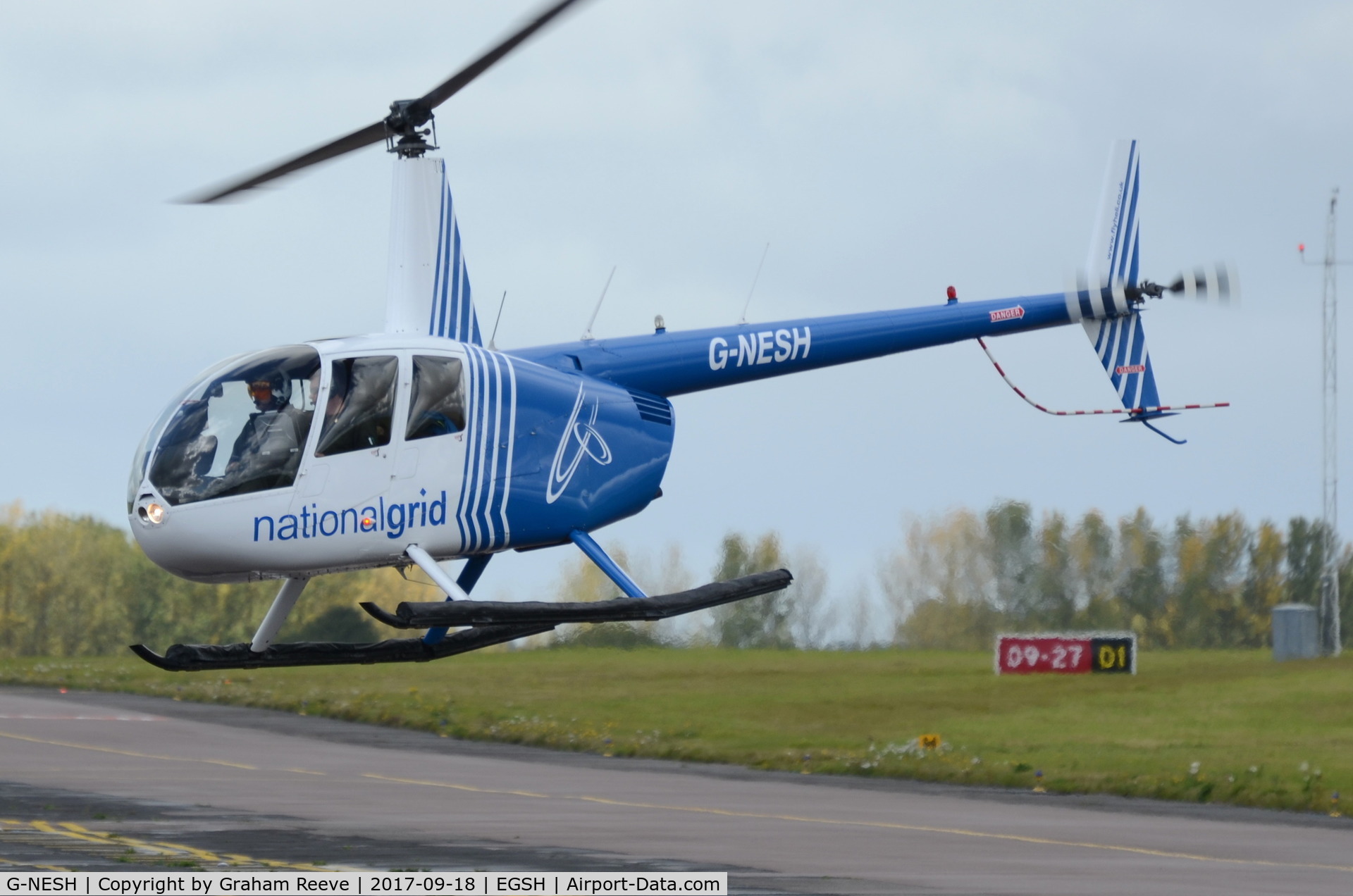 G-NESH, 2007 Robinson R44 Clipper II C/N 11609, Landing at Norwich.
