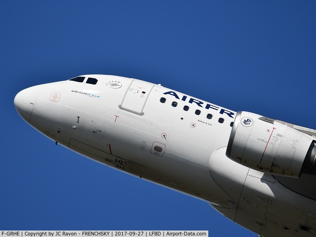 F-GRHE, 1999 Airbus A319-111 C/N 1020, AF6261 take off runway 23 to Paris Orly