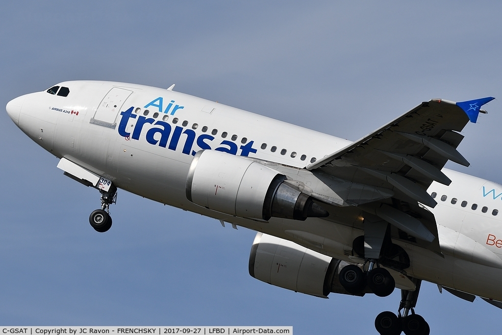 C-GSAT, 1991 Airbus A310-308 C/N 600, Air Transat TS517 take off runway 23 to Montreal (YUL)