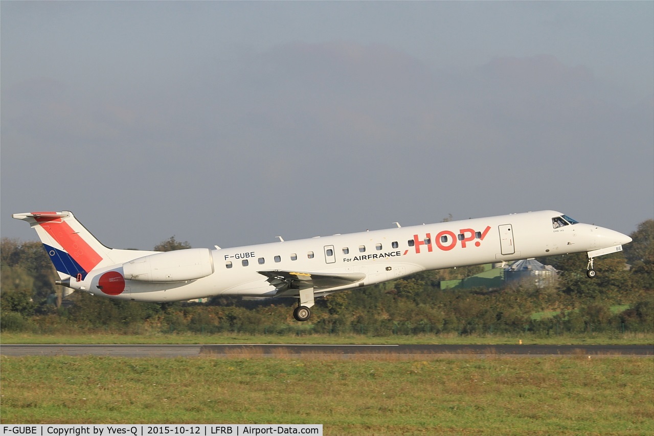 F-GUBE, 2002 Embraer ERJ-145LR (EMB-145LR) C/N 145668, Embraer ERJ-145LR, Landing rwy 25L, Brest-Bretagne airport (LFRB-BES)