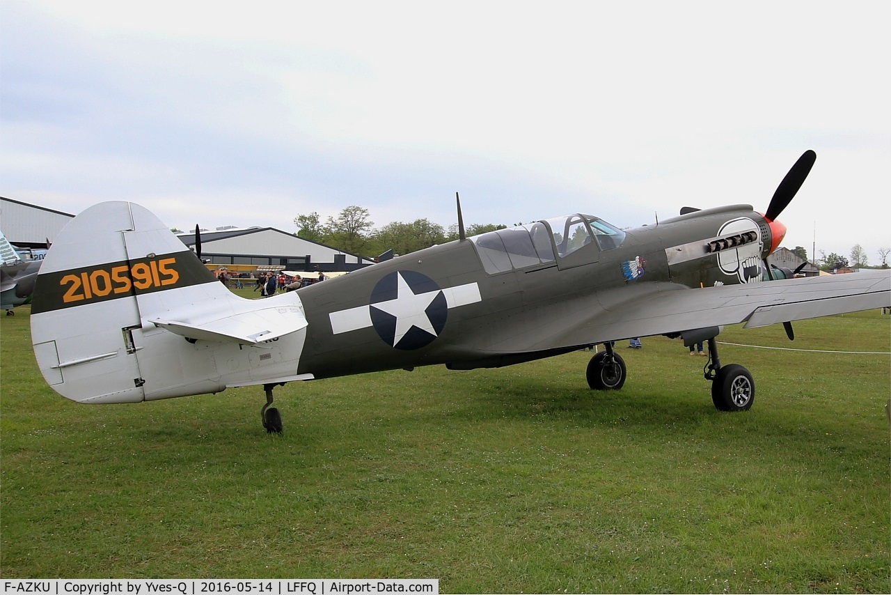 F-AZKU, 1942 Curtiss P-40N Warhawk C/N 29677, Curtiss P-40N Warhawk, Static park, La Ferté-Alais (LFFQ) Air show 2016