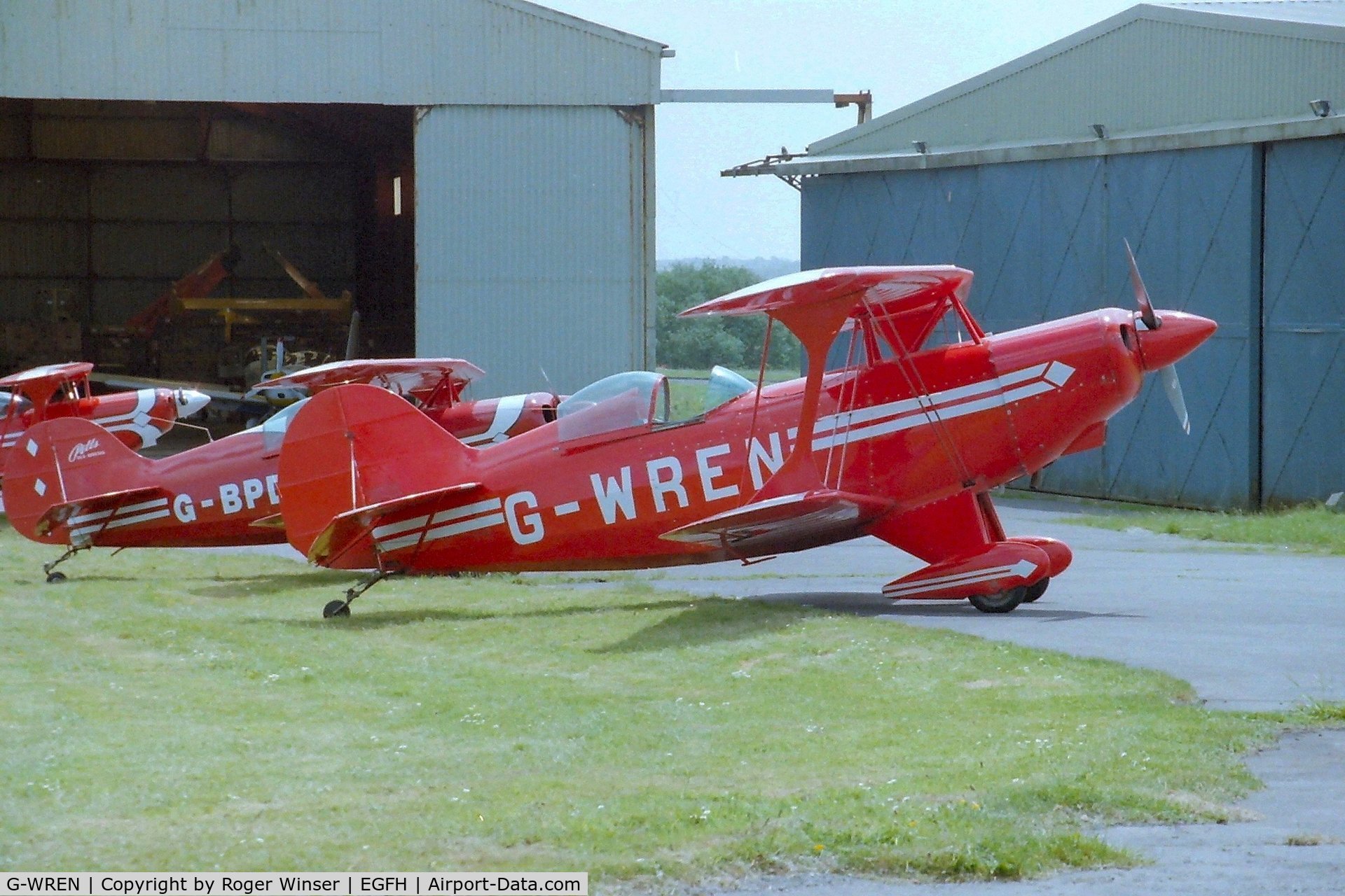 G-WREN, 1980 Aerotek Pitts S-2A Special C/N 2229, Visiting S-2A taking part in an aerobatic competition in 1997.