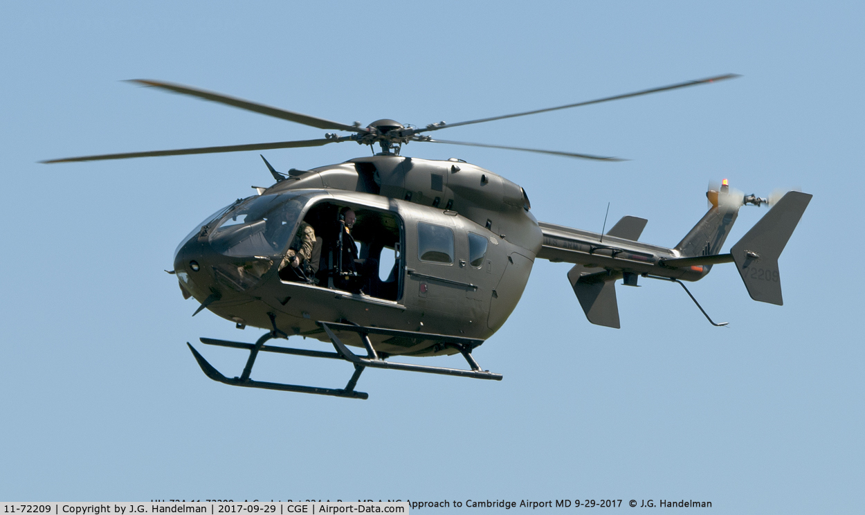 11-72209, 2011 Eurocopter UH-72A Lakota C/N 9478, Approaching Cambridge MD Airport.