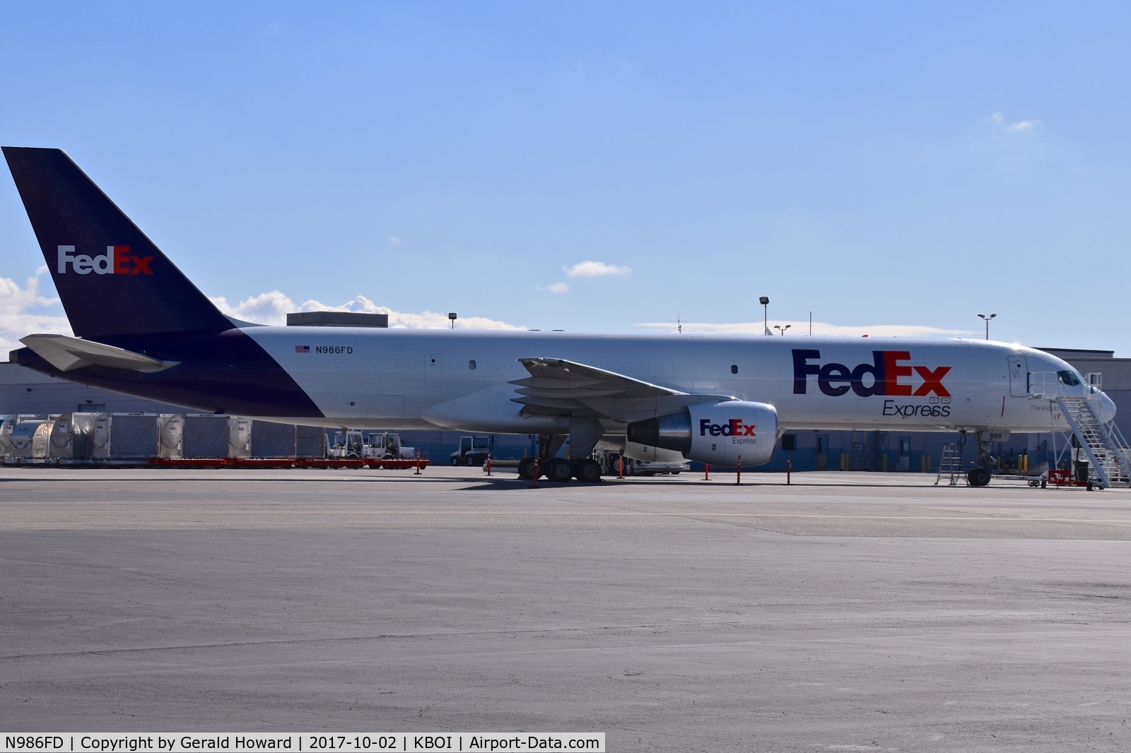N986FD, 1997 Boeing 757-231(SF) C/N 28482, Parked on Fed Ex ramp.