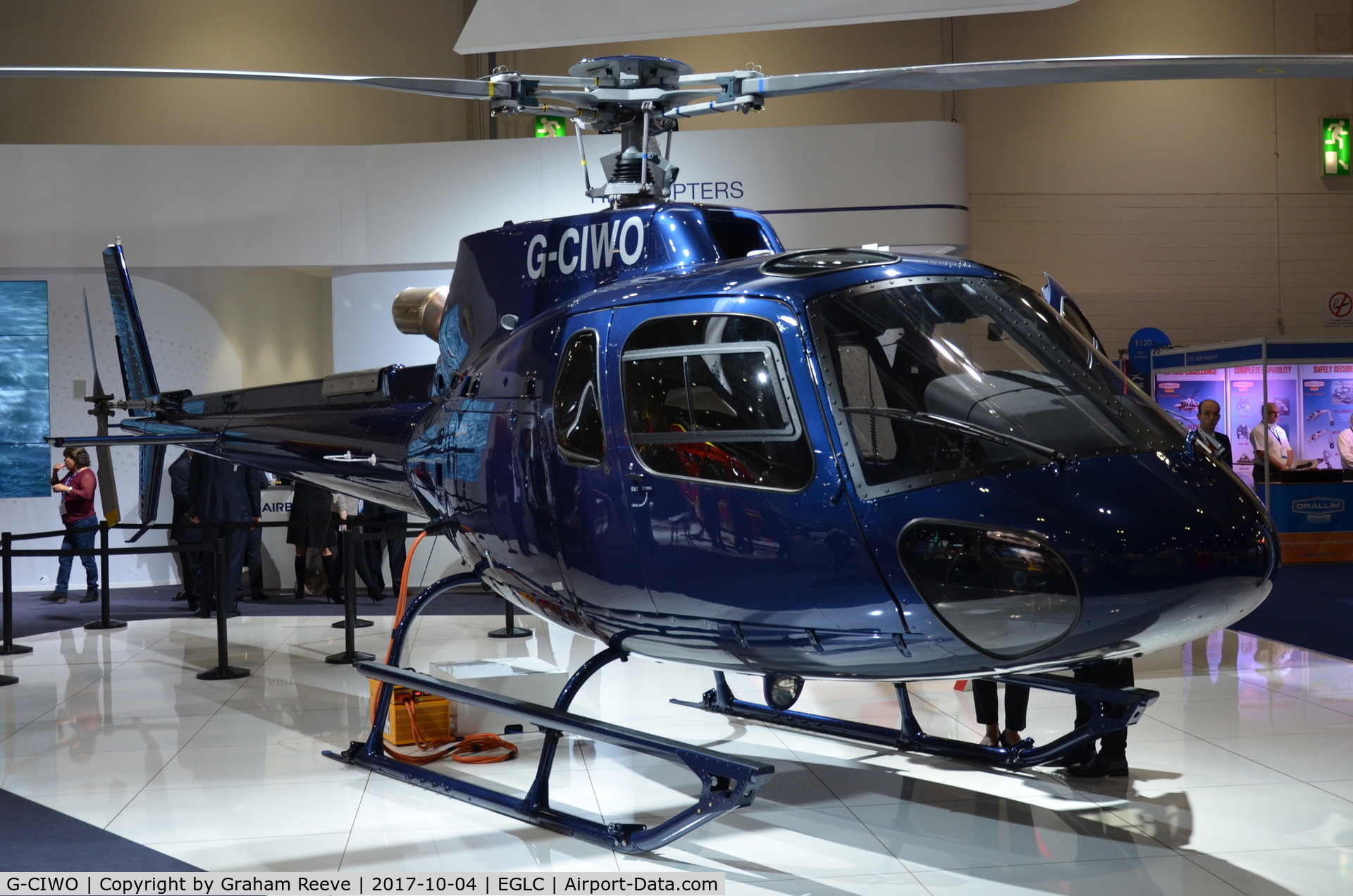 G-CIWO, 2015 Airbus Helicopters AS-350B-3 Ecureuil C/N 8191, Parked inside the ExCel Centre, London, for Helitech 2017.