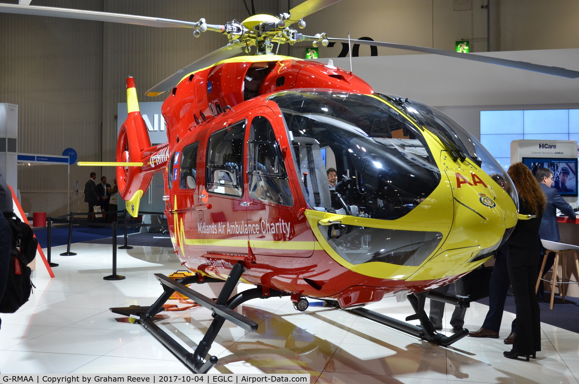 G-RMAA, 2017 Airbus Helicopters H-145 (BK-117D-2) C/N 20166, Parked inside the ExCel Centre, London, for Helitech 2017.