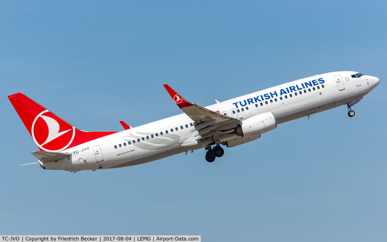 TC-JVO, 2016 Boeing 737-8F2 C/N 60031, departure from Malaga