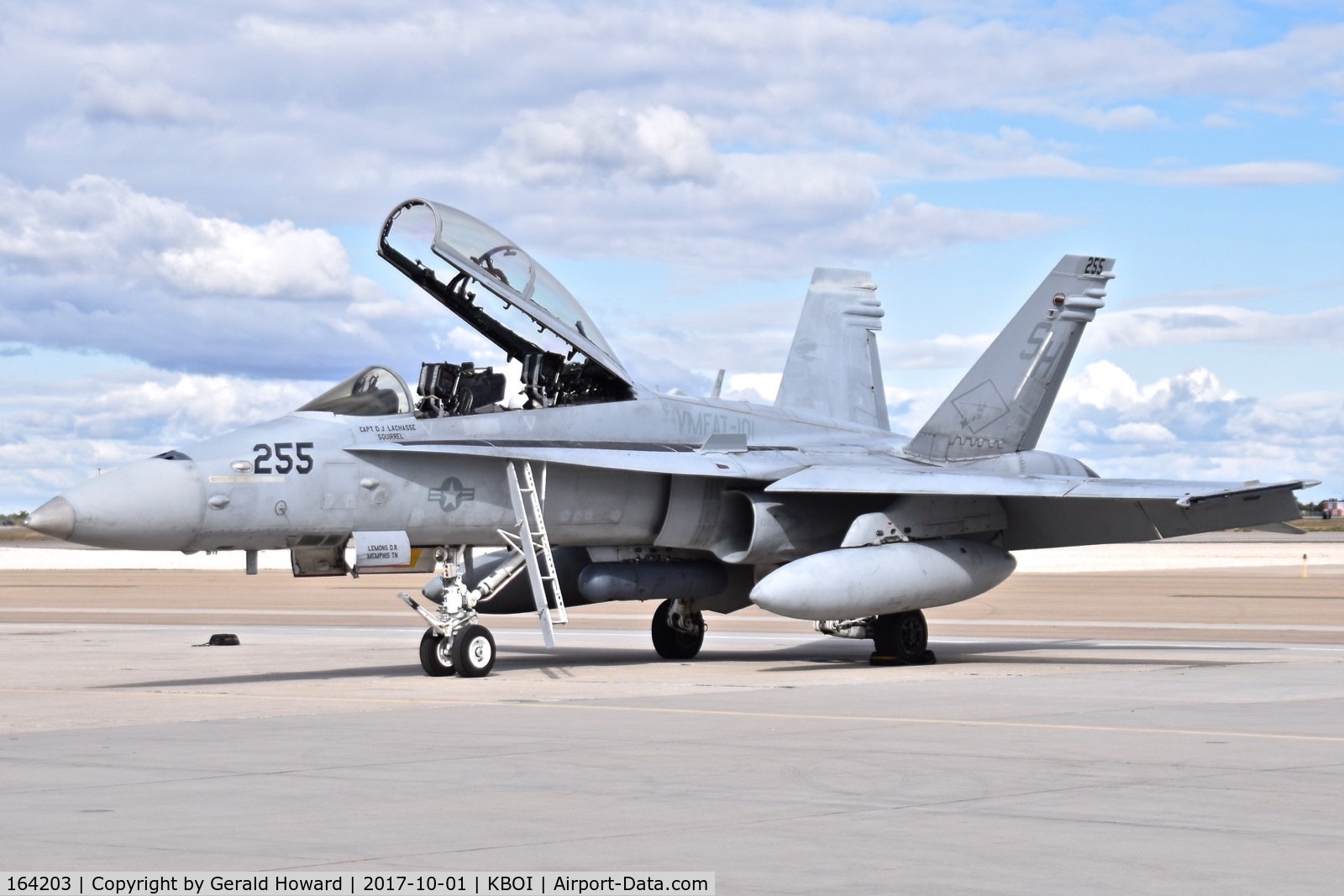 164203, 1990 McDonnell Douglas F/A-18D Hornet C/N 966/D064, Parked on the south GA ramp.  VMFAT-101 
