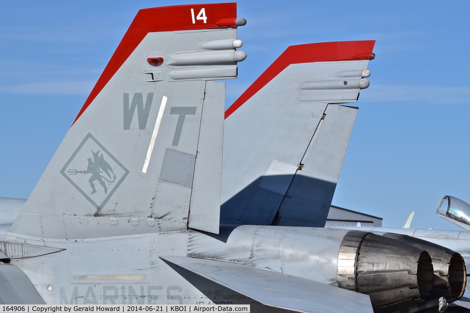 164906, McDonnell Douglas F/A-18C Hornet C/N 1238/C365, Parked on the south GA ramp.  VMFA-232 
