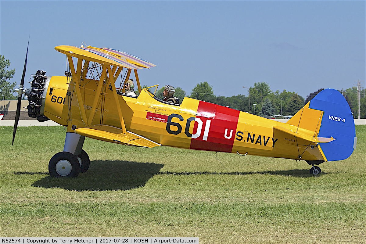 N52574, 1943 Boeing A75N1(PT17) C/N 75-4948, at 2017 EAA AirVenture at Oshkosh