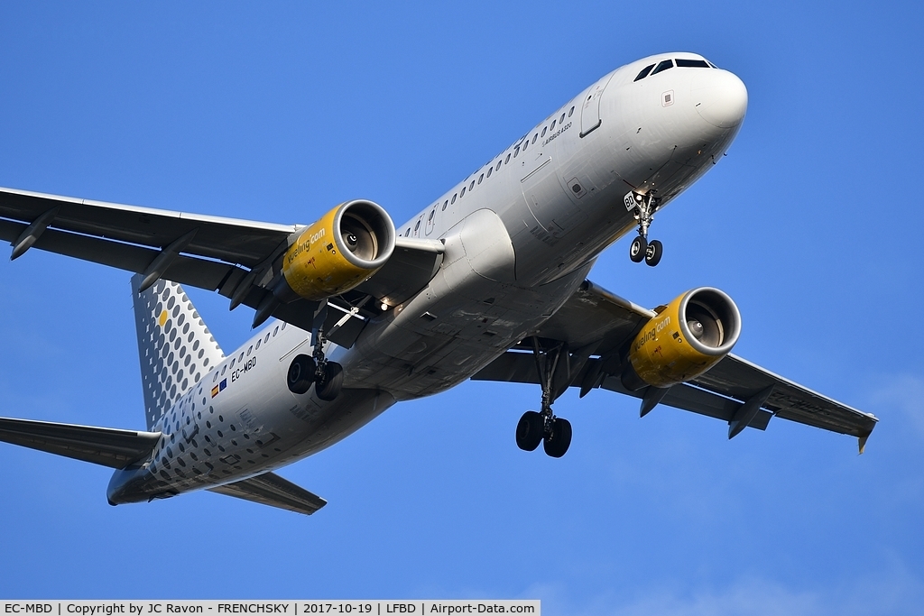 EC-MBD, 2008 Airbus A320-214 C/N 3444, Vueling VY2915 landing runway 23 from Barcelona BCN