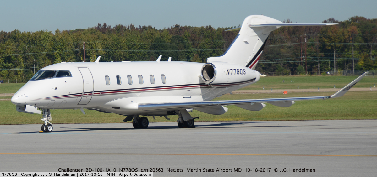 N778QS, 2015 Bombardier Challenger 350 (BD-100-1A10) C/N 20563, At Martin State Airport.