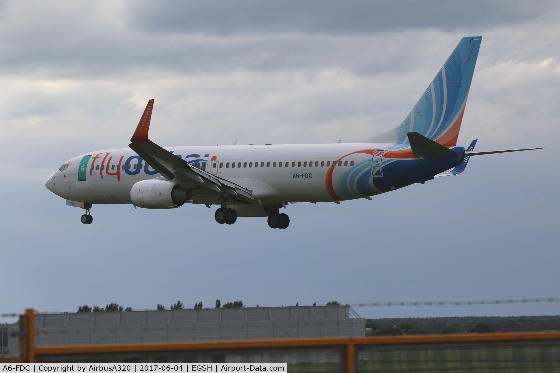 A6-FDC, 2008 Boeing 737-86Q C/N 40233, Seen arriving at Norwich, seems have a spare door fitted