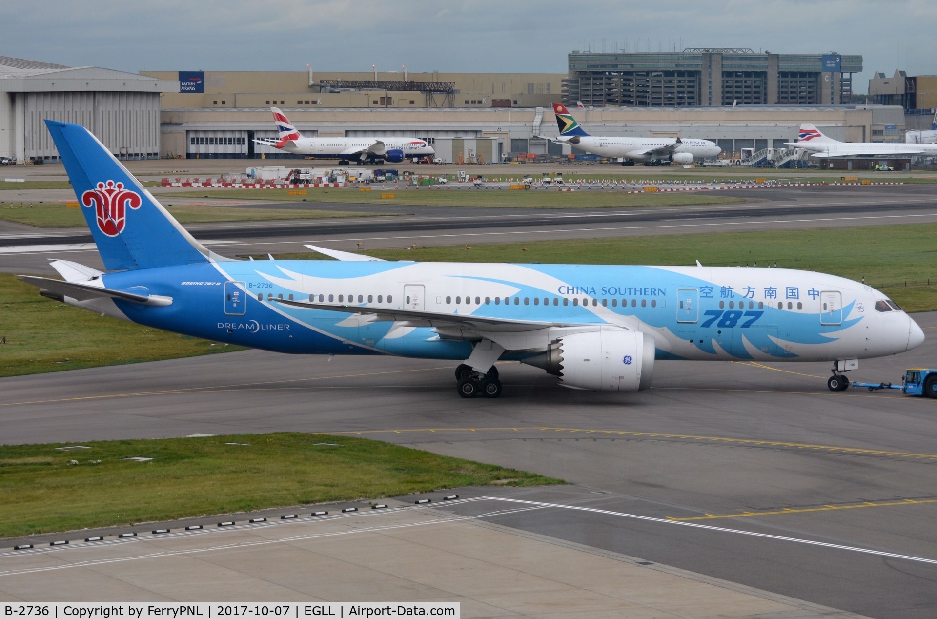 B-2736, 2013 Boeing 787-8 Dreamliner C/N 34929, China Southern B788 under tow to T4.