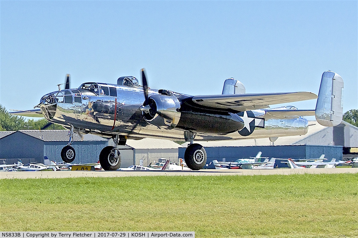 N5833B, 1945 North American B-25J Mitchell Mitchell C/N 108-47735, at 2017 EAA AirVenture at Oshkosh