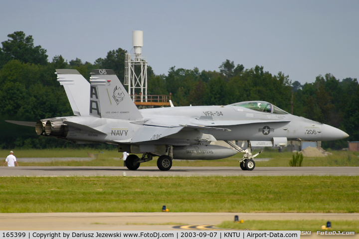165399, McDonnell Douglas F/A-18C Hornet C/N 1402/C456, F/A-18C Hornet 165399 AA-206 from VFA-34 'Blue Blasters' NAS Oceana, VA