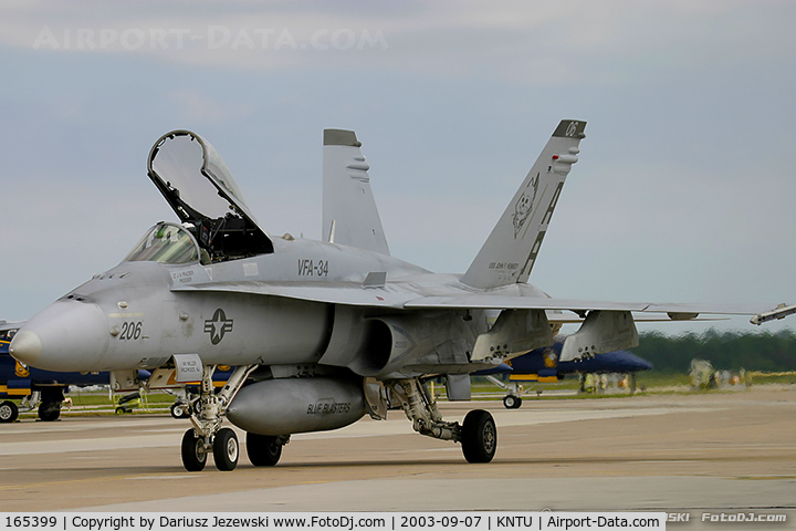 165399, McDonnell Douglas F/A-18C Hornet C/N 1402/C456, F/A-18C Hornet 165399 AA-206 from VFA-34 'Blue Blasters' NAS Oceana, VA