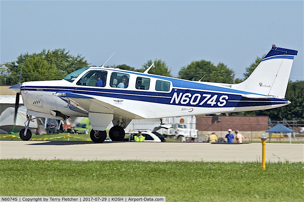 N6074S, 1975 Beech A36 Bonanza 36 C/N E-778, at 2017 EAA AirVenture at Oshkosh