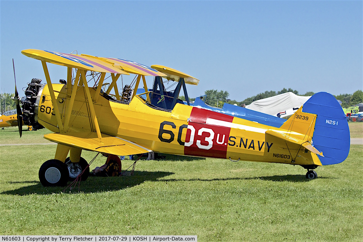 N61603, 1940 Boeing A75N1(PT17) C/N 75-1016, at 2017 AirVenture at Oshkosh