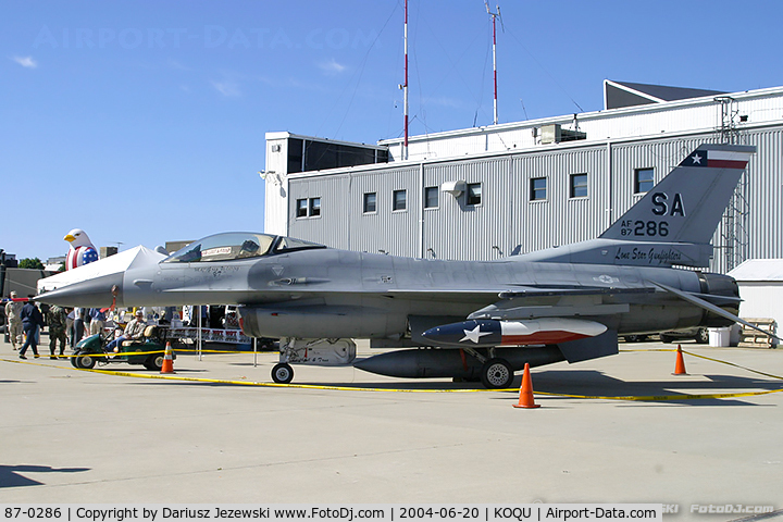 87-0286, 1987 General Dynamics F-16C Fighting Falcon C/N 5C-547, F-16C Fighting Falcon 87-0286 SA from 182nd FS 