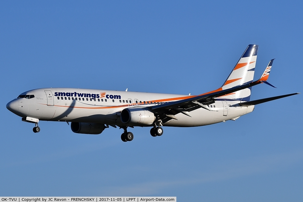 OK-TVU, 2012 Boeing 737-86N C/N 38025, landing runway 03, SmartWings - Travel Service OK710 from Prague (PRG)