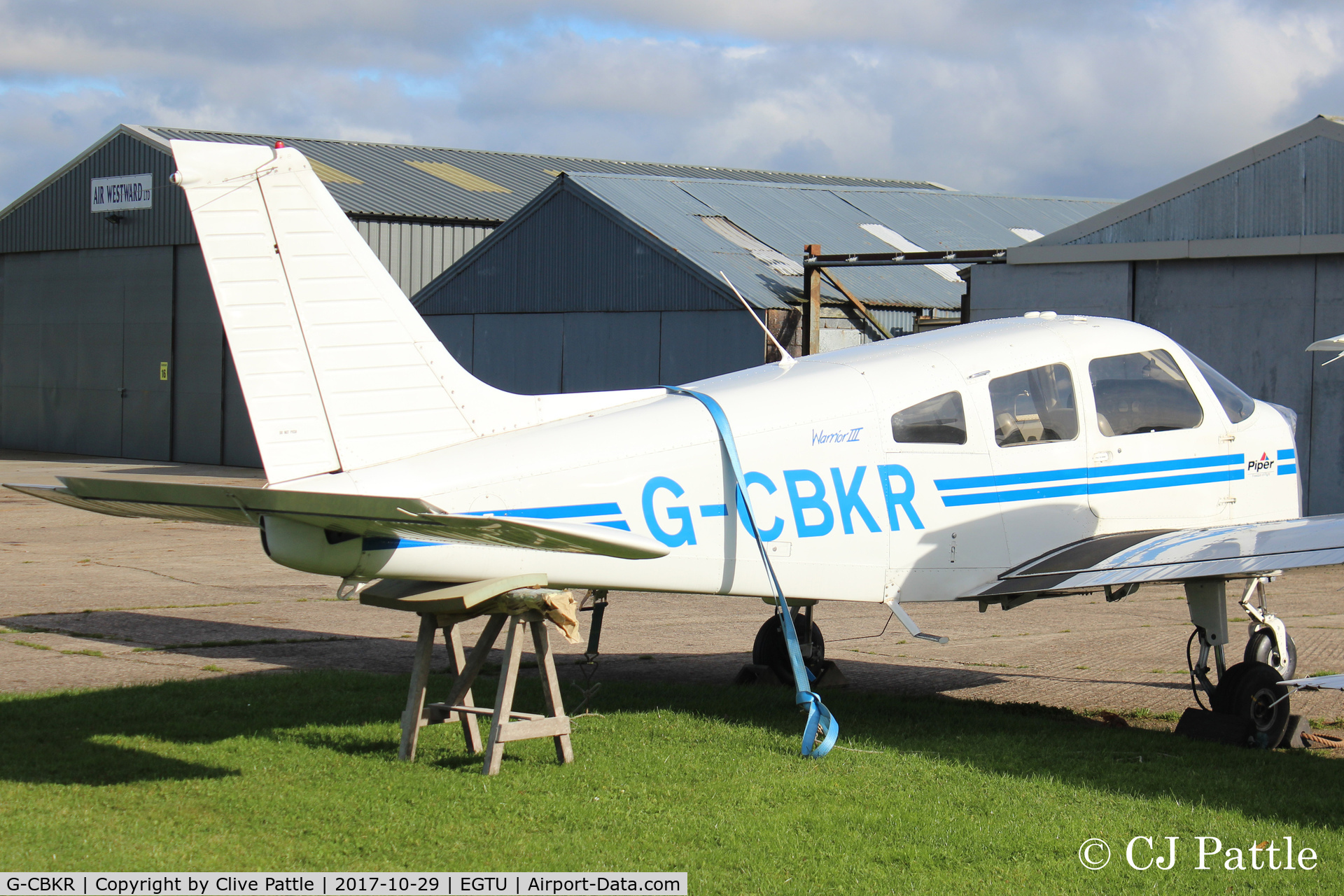 G-CBKR, 2002 Piper PA-28-161 Warrior III C/N 2842143, Undergoing maintenance at Dunkeswell