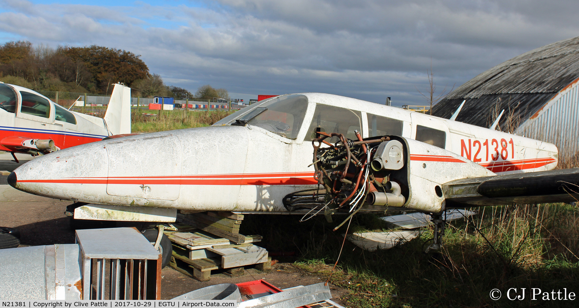 N21381, 1973 Piper PA-34-200 C/N 34-7350274, Remains lying at Dunkeswell