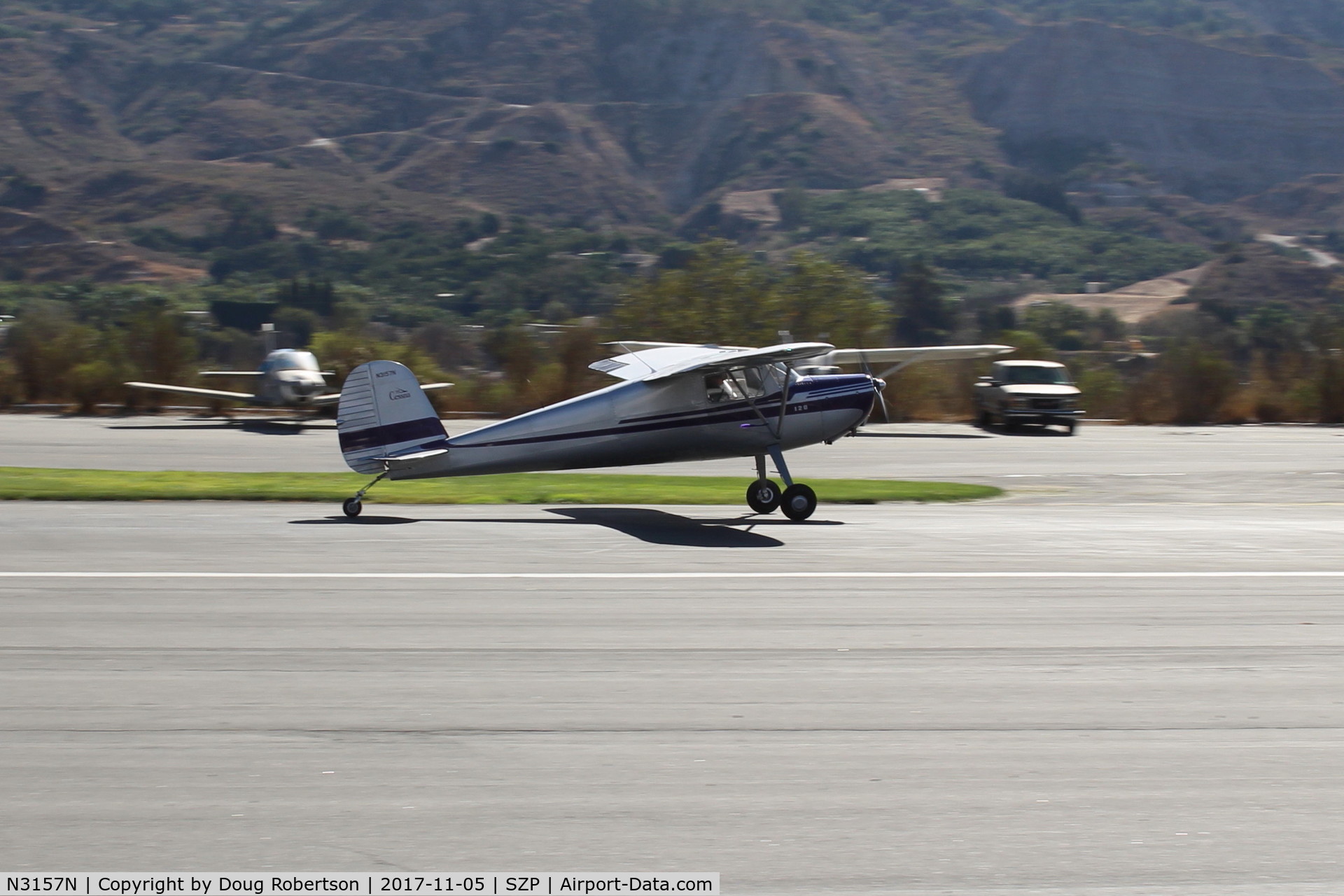 N3157N, 1947 Cessna 120 C/N 13415, 1947 Cessna 120, Continental C85 85 Hp, landing roll Rwy 22
