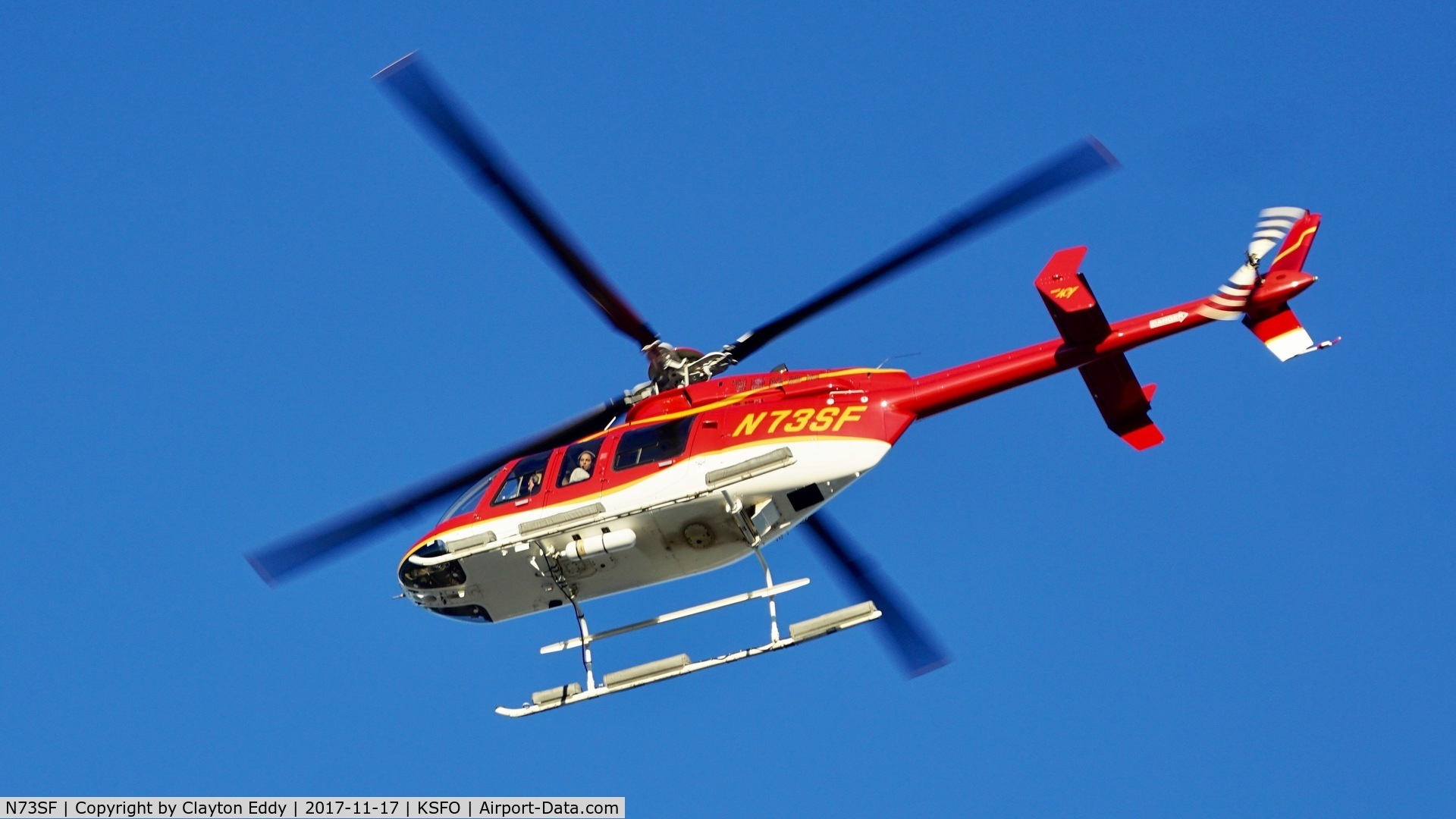N73SF, 2008 Bell 407 C/N 53839, SFO 2017.