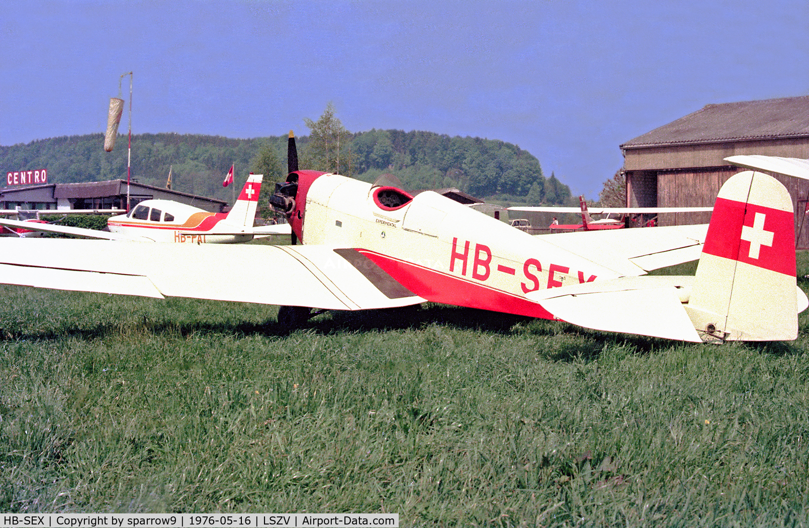 HB-SEX, 1934 DKW-Erla ME.5A C/N 14, A sunny day at Sitterdorf. Scanned from a color-negative.