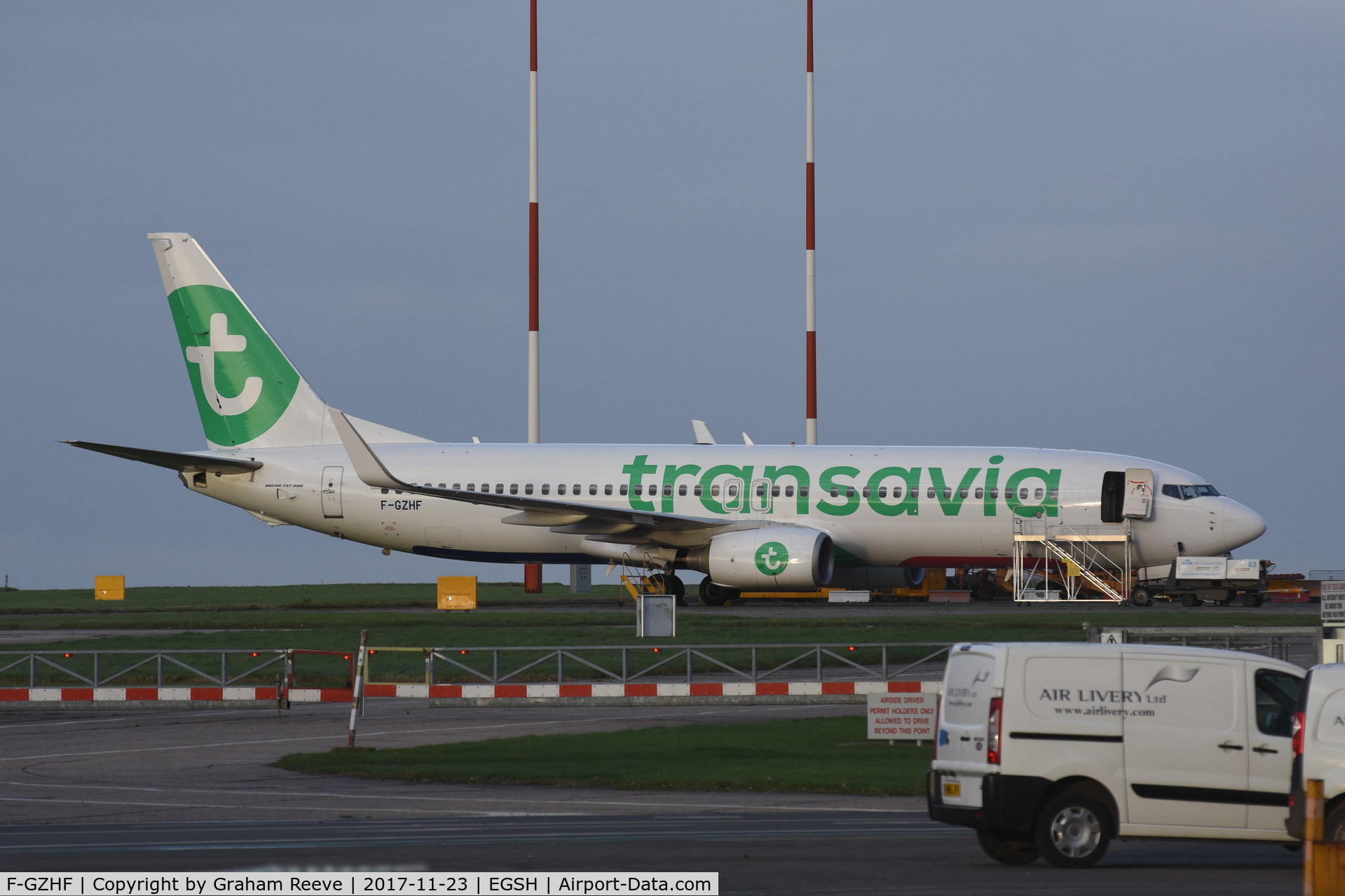 F-GZHF, 2009 Boeing 737-8K2 C/N 29677, Parked at Norwich.