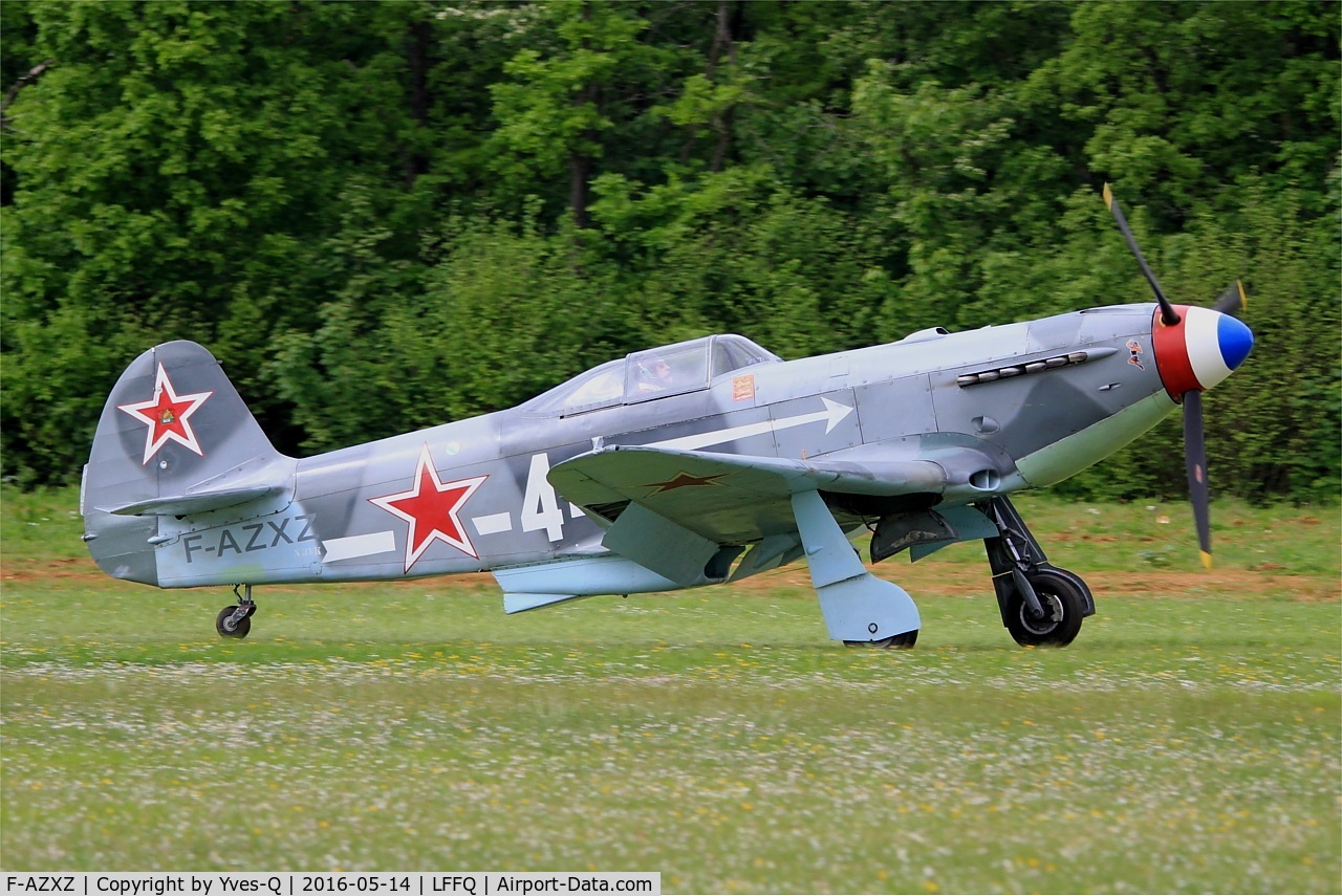 F-AZXZ, 1944 Yakovlev Yak-3UA Replica C/N Y337, Yakovlev YAK-3UA Replica, Taxiing to static park, La Ferté-Alais Airfield (LFFQ) Air show 2016