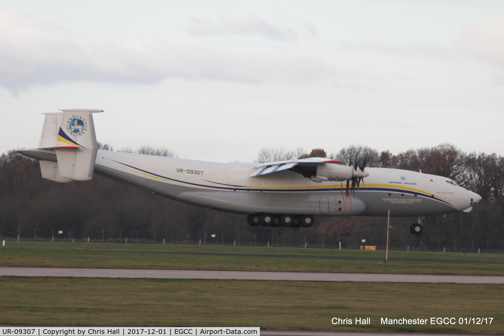 UR-09307, 1974 Antonov An-22A C/N 043481244, arriving at Manchester