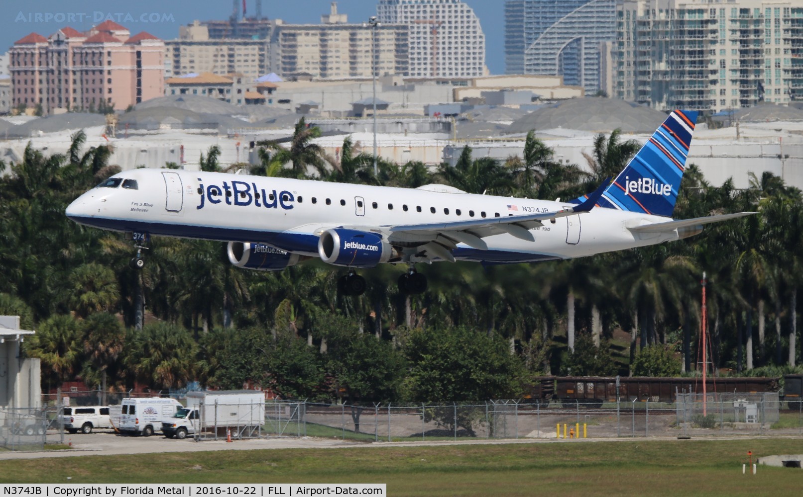 N374JB, 2013 Embraer ERJ-190-100 IGW 190AR C/N 19000629, Jet Blue