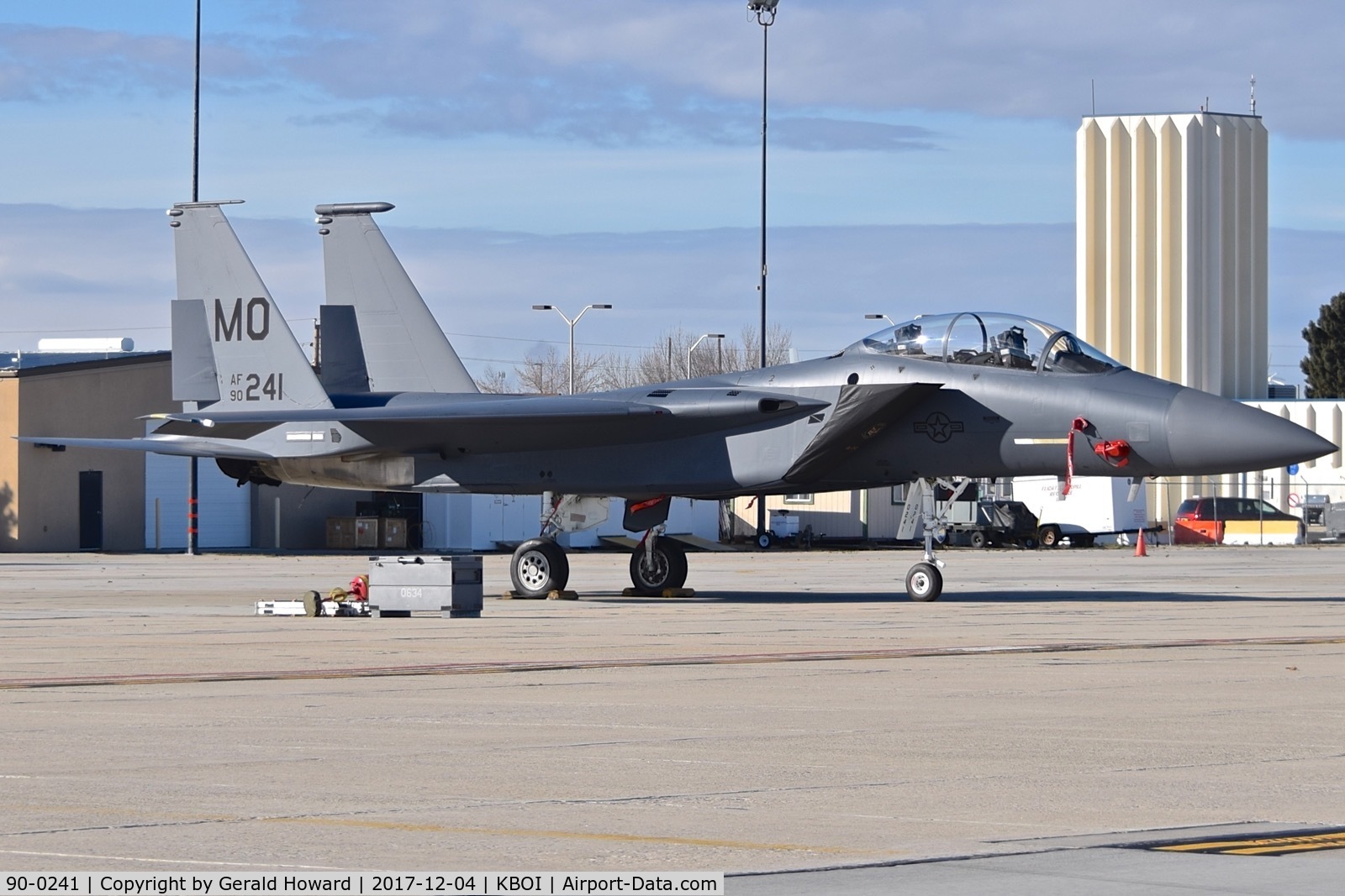 90-0241, 1990 McDonnell Douglas F-15E Strike Eagle C/N 1173/E143, Parked on the Idaho ANG ramp. 391st Fighter Sq. 