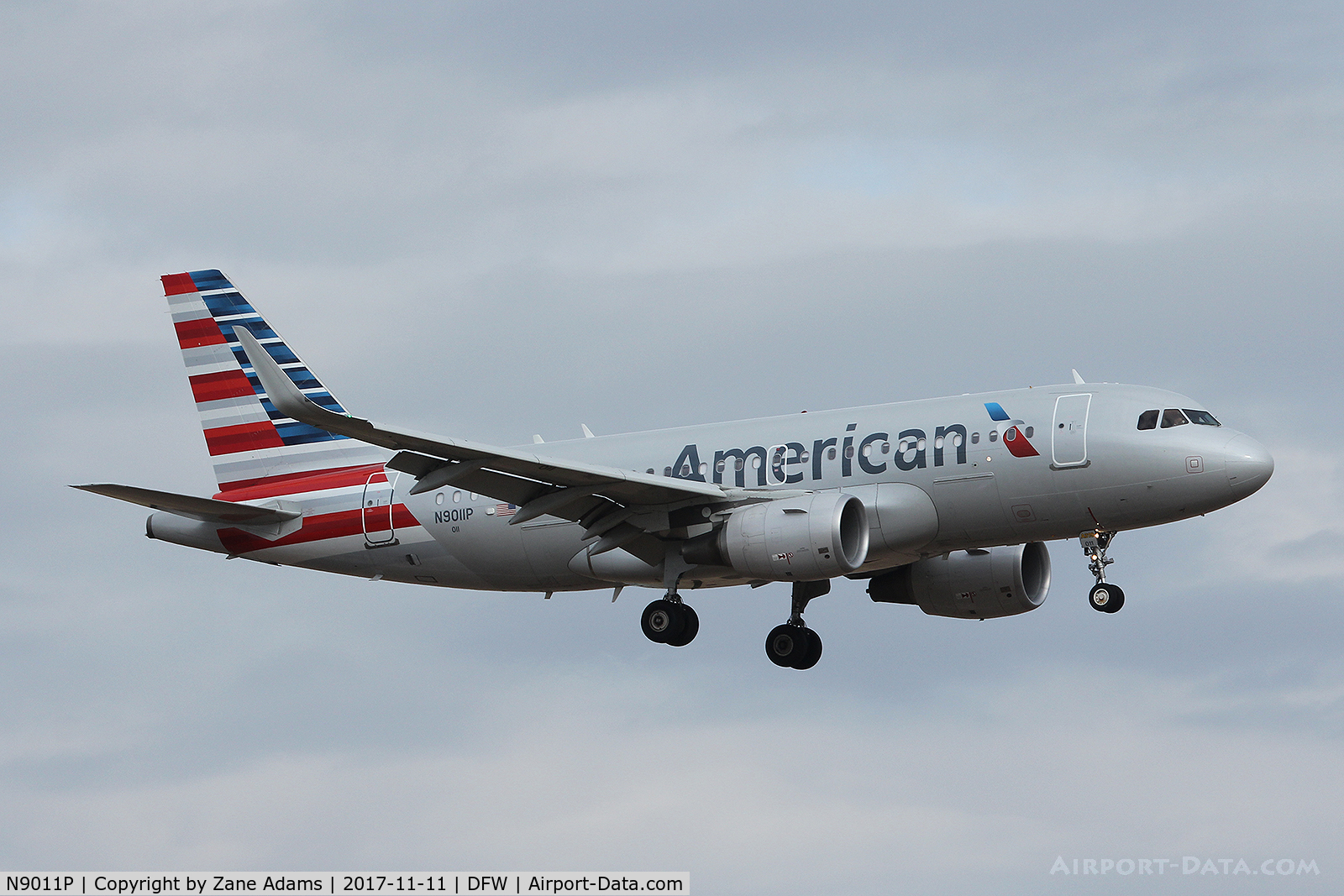 N9011P, 2013 Airbus A319-115 C/N 5798, Arriving at DFW Airport