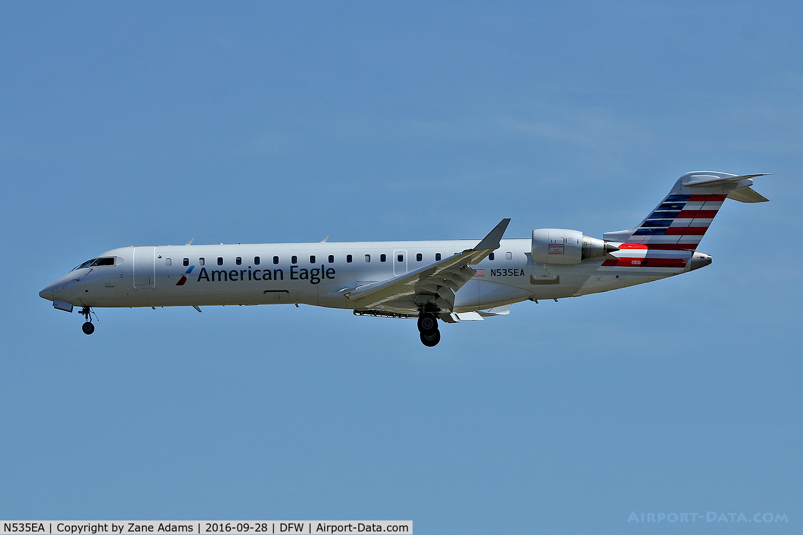 N535EA, Bombardier CRJ-702 (CL-600-2C10) Regional Jet C/N 10313, Arriving at DFW Airport