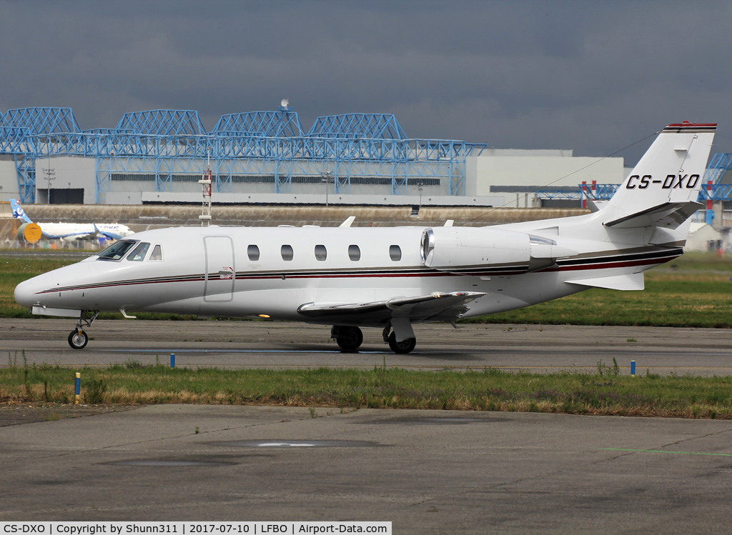 CS-DXO, 2007 Cessna 560 Citation Excel C/N 560-5692, Taxiing holding point rwy 32R for departure...