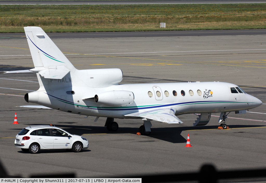 F-HALM, 1983 Dassault Falcon 50 C/N 134, Parked at the General Aviation area... additional 'Le Tour de France' patch...