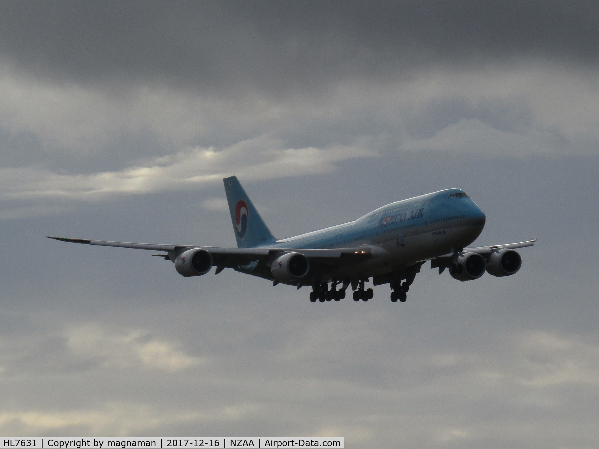 HL7631, 2015 Boeing 747-8B5 C/N 40906, on way in - daily flight to NZAA