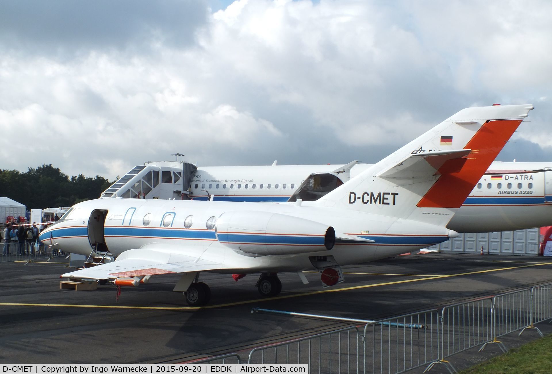 D-CMET, 1976 Dassault Falcon (Mystere) 20E-5 C/N 329, Dassault Falcon 20E-5 research aircraft of DLR at the DLR 2015 air and space day on the side of Cologne airport
