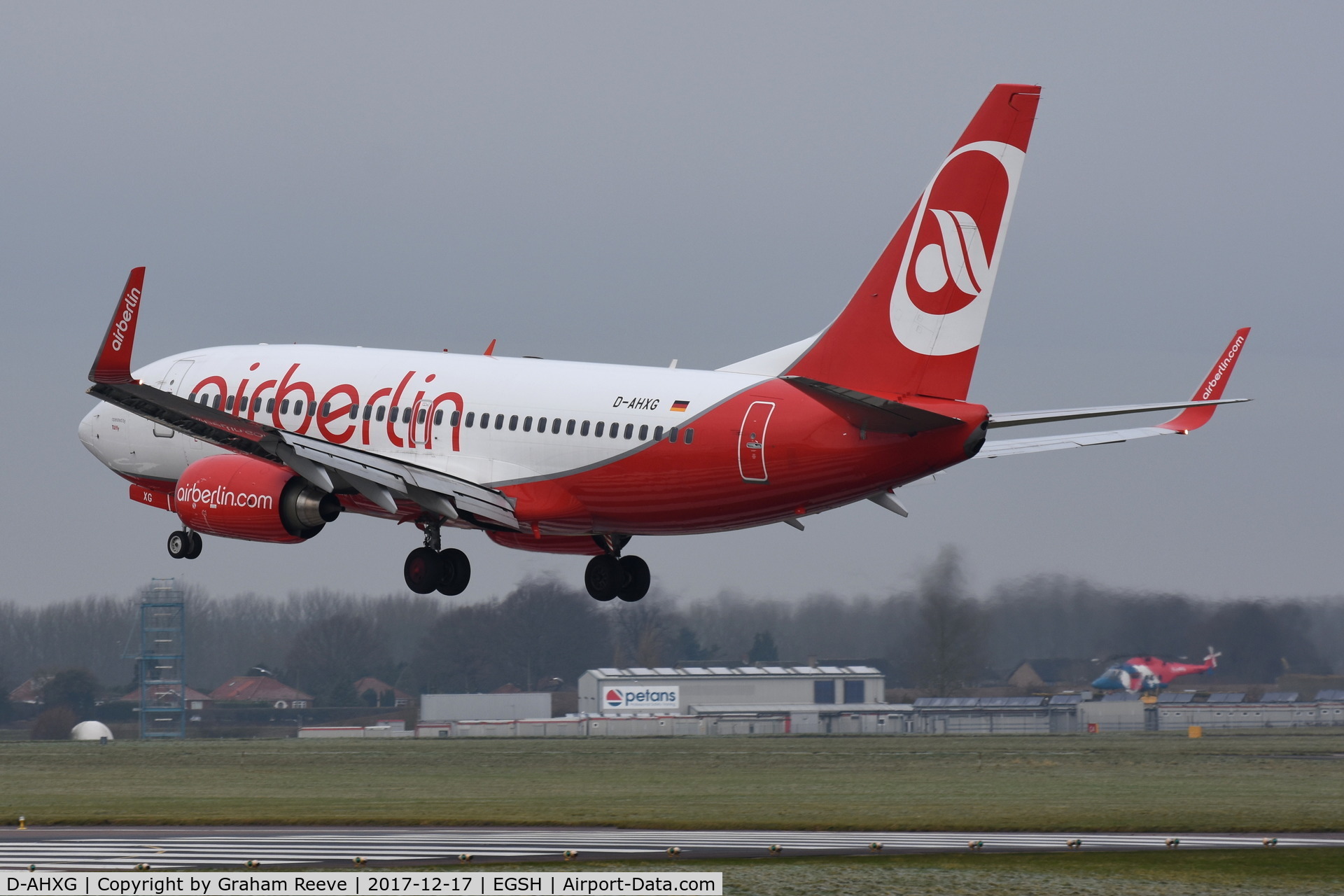 D-AHXG, 2008 Boeing 737-7K5 C/N 35140, Landing at Norwich.