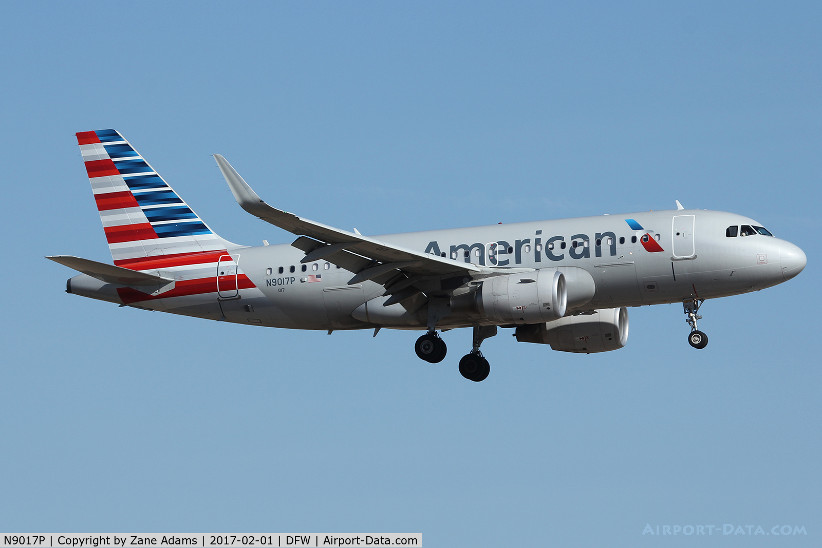 N9017P, 2014 Airbus A319-115 C/N 6085, Arriving at DFW Airport