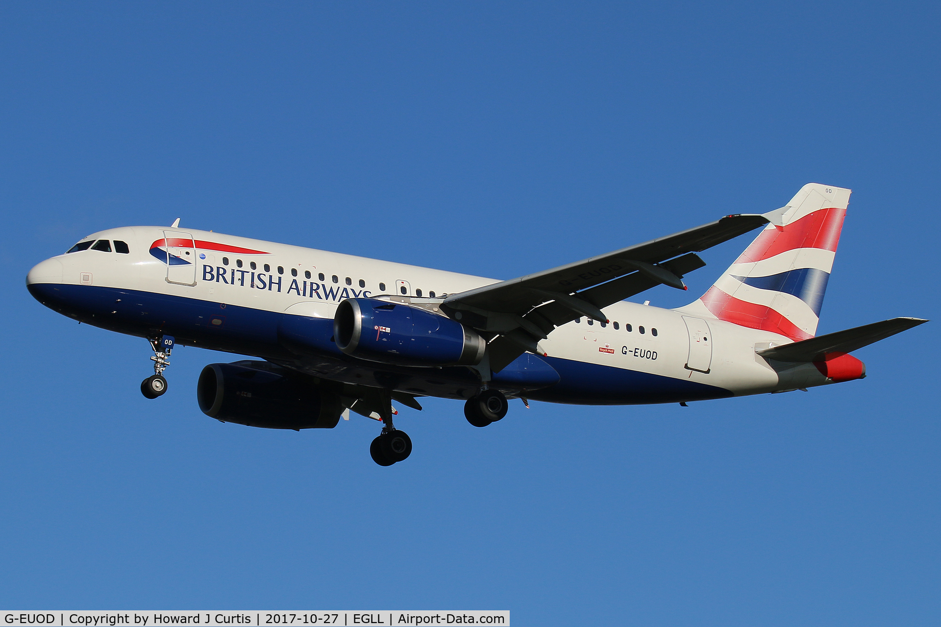 G-EUOD, 2001 Airbus A319-131 C/N 1558, On approach