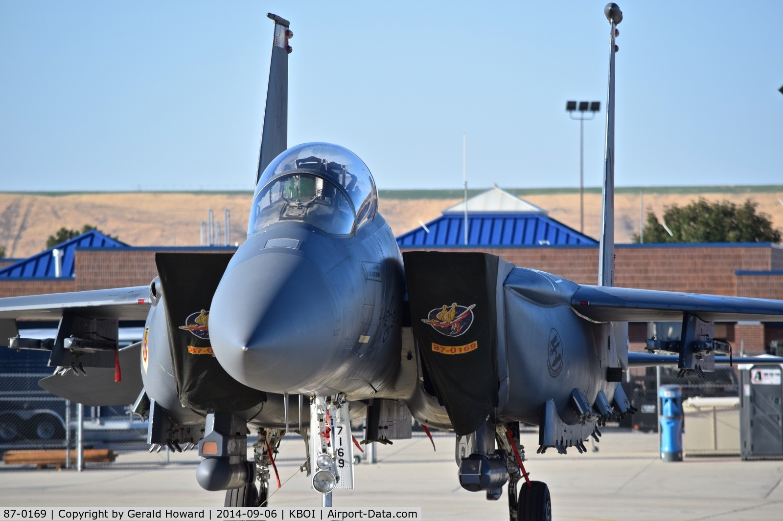 87-0169, 1987 McDonnell Douglas F-15E Strike Eagle C/N 1034/E009, Parked on the Idaho ANG ramp. 389TH Fighter Sq. 