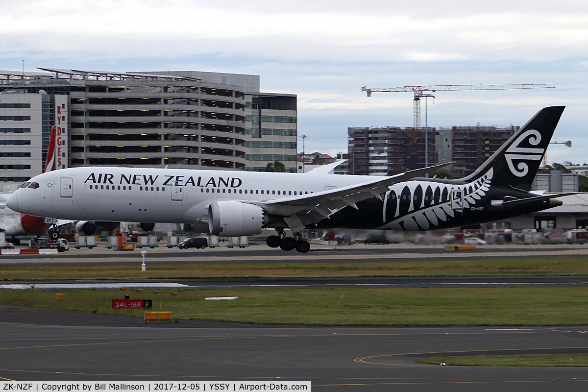 ZK-NZF, 2014 Boeing 787-9 Dreamliner C/N 34335, onto 16R
