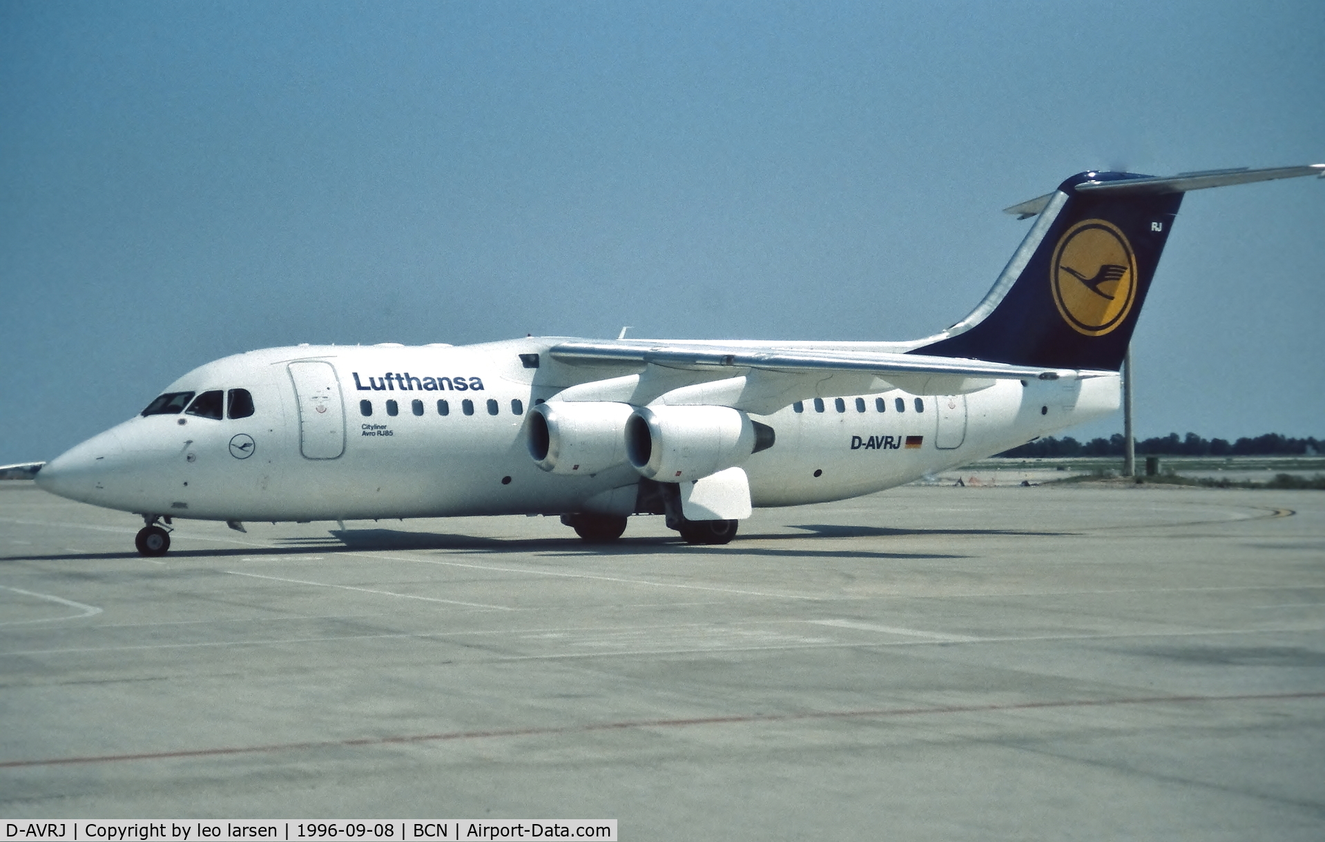 D-AVRJ, 1996 British Aerospace Avro 146-RJ85 C/N E.2277, Barcelona 8.9.1996